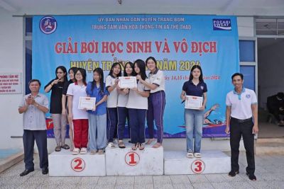 Ch&uacute;c mừng kết quả HS trường H&ugrave;ng Vương đạt được trong giải Bơi học sinh huyện Trảng Bom năm 2024