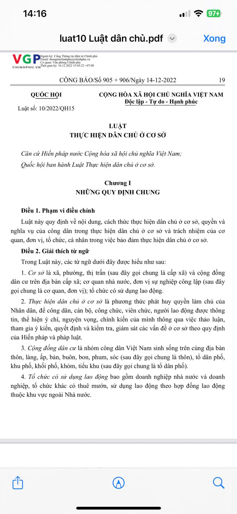 LUẬT  THỰC HIỆN D&Acirc;N CHỦ Ở CƠ SỞ