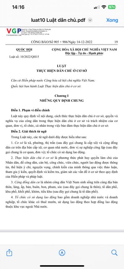 LUẬT  THỰC HIỆN D&Acirc;N CHỦ Ở CƠ SỞ