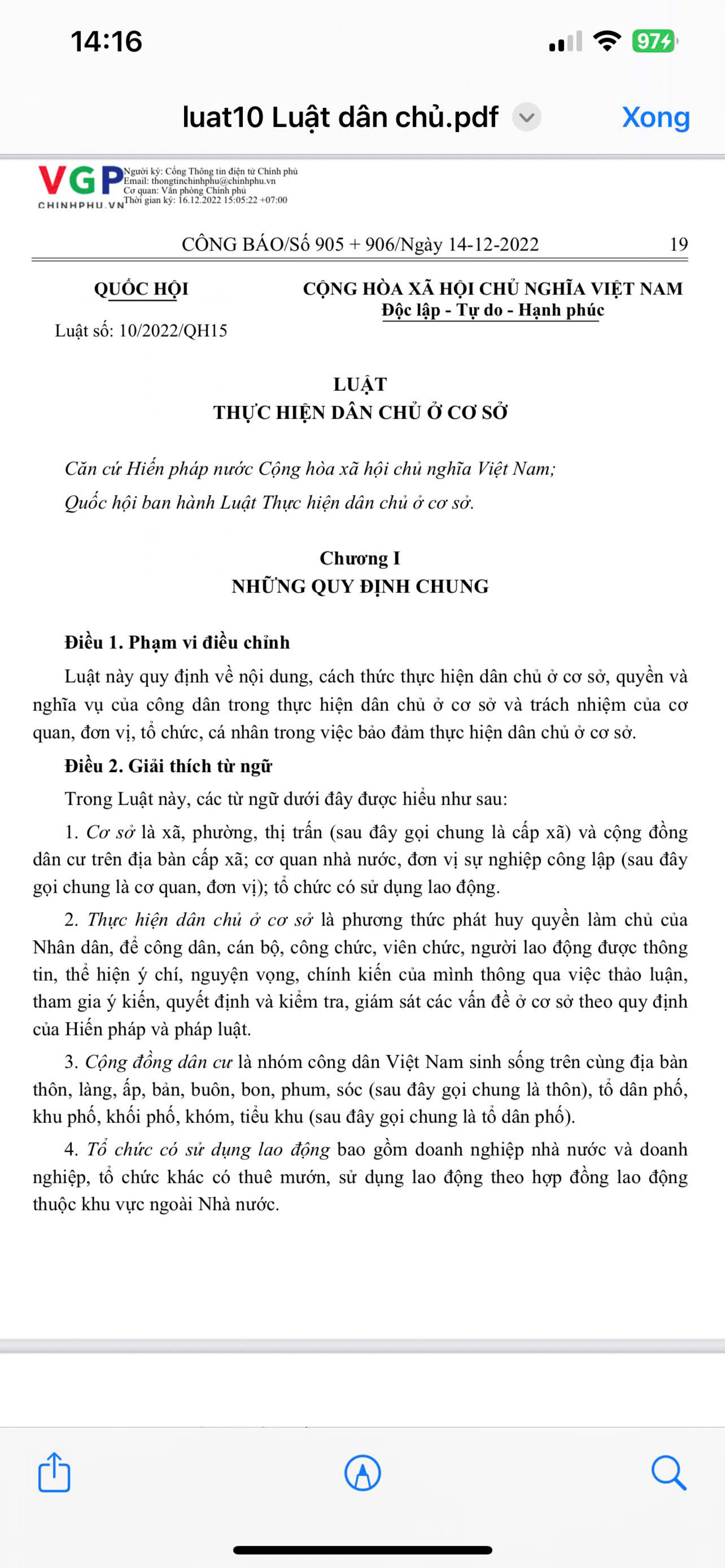 LUẬT  THỰC HIỆN D&Acirc;N CHỦ Ở CƠ SỞ