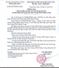 Th&ocirc;ng b&aacute;o kết quả tuyển dụng vi&ecirc;n chức năm 2024 của trường THCS H&ugrave;ng Vương